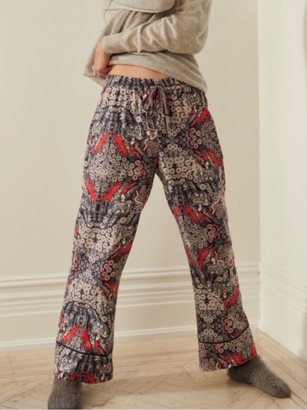 Anthropologie Florence Balducci Flannel Pajama Pants Medium Red Black Loungewear
